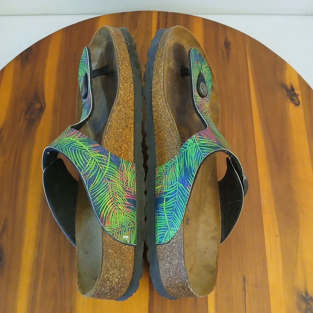 Birkenstock Papillio Gizeh Womens 37 L6 Palm Leaf Green Thong Sandals